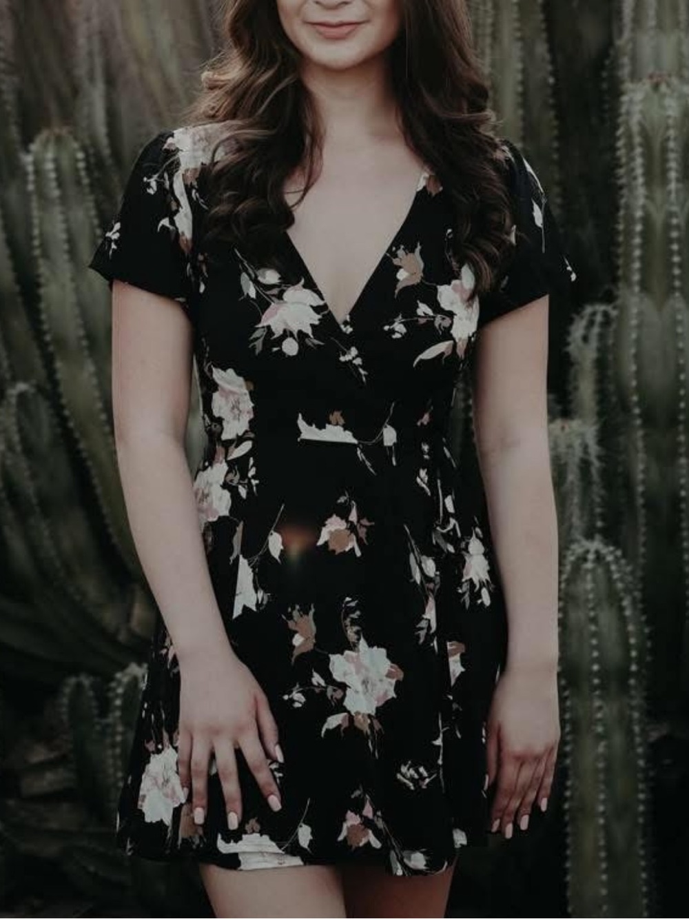 Abercrombie & Fitch Black/navy Floral Wrap Mini Dress